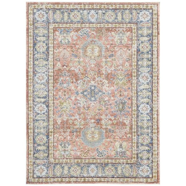 Amer Rug CEN165373 Century Bordered Area Rug, Living Coral - 5 ft. 3 in. x 7 ft. 3 in.