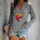 thumbnail image 2 of Blusa con cuello en V de manga larga con estampado de día de San Valentín suelto informal a la moda para mujer Fridja  FKASFK4004, 2 of 4