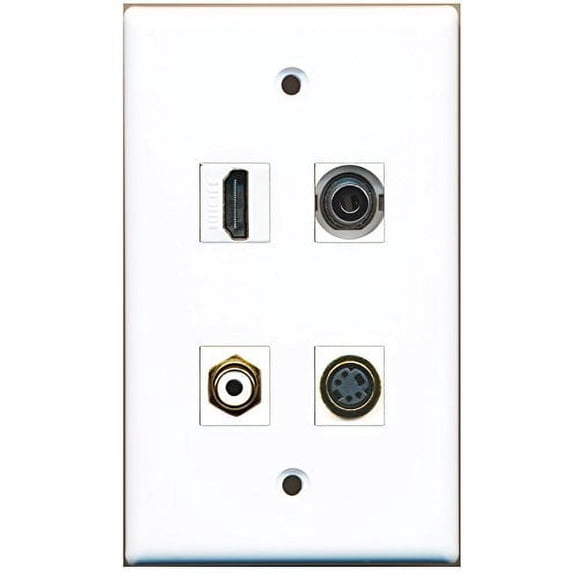 RiteAV - 1 Port HDMI 1 Port RCA White 1 Port S-Video 1 Port 3.5mm Wall Plate