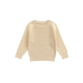 thumbnail image 1 of Seyurigaoka Simple Little Girl Sweater, Long Sleeve Round Neck Solid Tops, 1 of 9