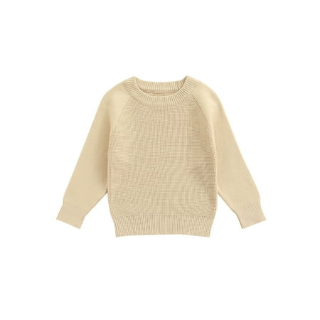 

Nokiwiqis Simple Little Girl Sweater Long Sleeve Round Neck Solid Tops