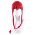thumbnail image 2 of Peluca larga para cosplay roja trenzada con flequillo, 65 cm, resistente al calor, 2 of 3