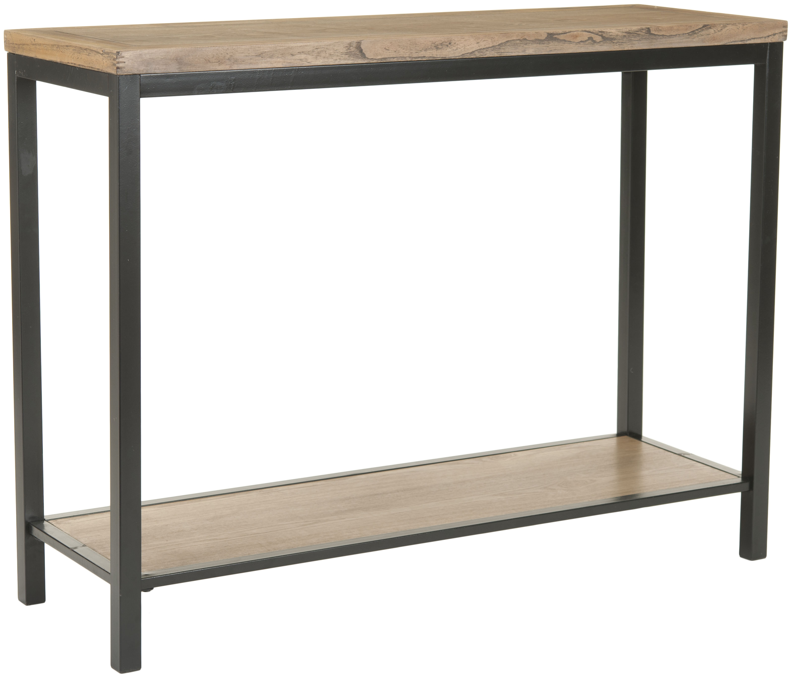 SAFAVIEH Dennis Industrial Wood Top Console with Shelf, Oak