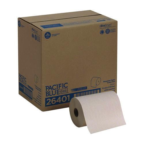 Pacific Blue Basic Recycled Paper Towel Roll, 1-Ply, 7.88 x 350 ft, Brown, 12 Rolls/Carton | Bundle of 2