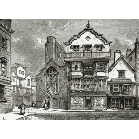 Old Houses In Cathedral Close Exeter Devon England In The Late 19Th Century From Our Own Country Published 1898 Stretched Canvas - Ken Welsh  Design Pics (34 x 24)