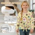 thumbnail image 6 of Xixirimido Capybara Donuts Yellow Pattern Girls Casual Tunic Tops Tie-hem Long Sleeve Loose Soft Blouse T-Shirt Cute Graphic Girls Shirts, Size 9-10, 6 of 7