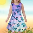 thumbnail image 2 of Tisuna Stylish Dress For Girls Child Butterfly Print Sleeveless Crew Neck Dresses Fashion Teen Kids Loose Fit Summer Dress Purple Size 8-9 Years, 2 of 5