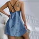 thumbnail image 3 of Gibobby Pijama De Mujer de seda de hielo Vestido suspendido con espalda abierta sexy fina y transpirable Falda corta estampada para mujer Ropa de dormir corta Camisones(Azul,XL), 3 of 5