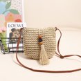 thumbnail image 3 of Compradores Informales para Mujeres Bolsillo Satchel Cruzada Paja Con Borla, 3 of 9