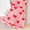 thumbnail image 5 of Baby Girl Romper with Suspender Casual Sleeveless Bow Front Floral Print Bodysuit Newborn Playsuit Summer Clothes Pink 2-3 Years, 5 of 7