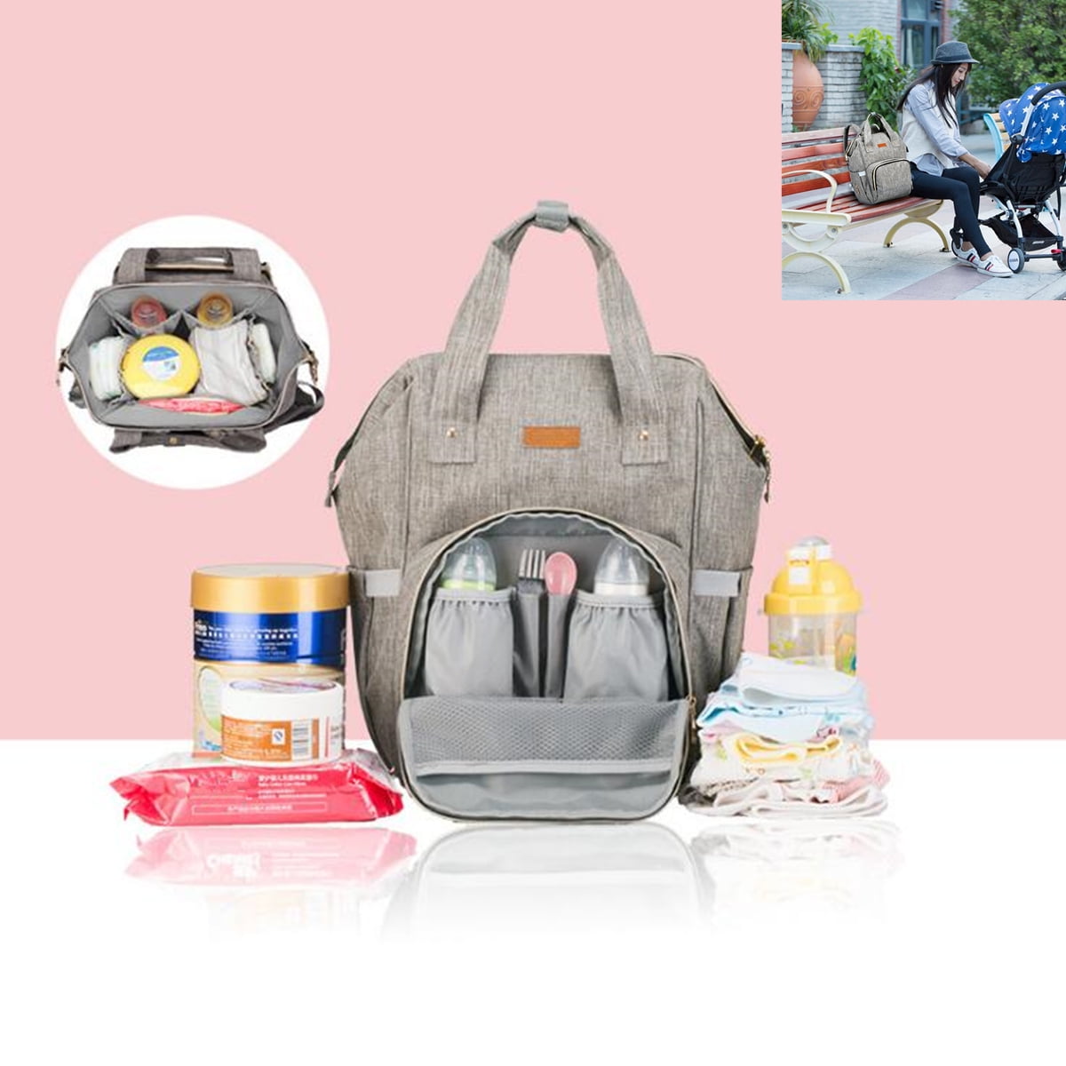 nylon backpack diaper bag