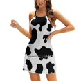 thumbnail image 1 of Cow Pattern Spots Animal Print Square Neck Dress Cute Loose Print Dresses Elegant Beach Party Dress Cow Pattern Cow Spots, 1 of 5
