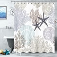 thumbnail image 2 of Tritard Nautical Coastal Waterproof Fabric Shower Curtains Decorative Starfish Seashell Coral Beach Bath Curtain Ocean Themed Underwater Marine Decor for Bathroom with 12 Hooks, 72x72, Grey, 2 of 6