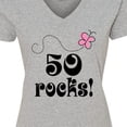 thumbnail image 4 of Inktastic 50th Birthday 50 Rocks Gift Women's V-Neck T-Shirt, 4 of 5