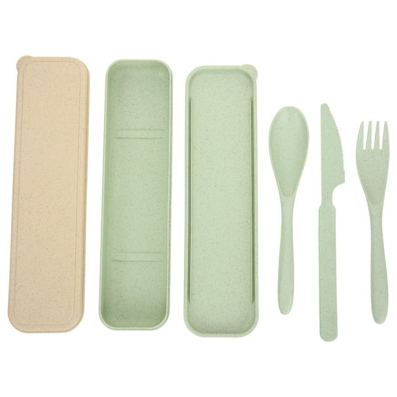 Tineasur 2Sets Portable Tableware Kit Assorted Colors Lightweight Cutlery Set for Camping Picnic and Outdoor Use