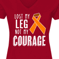 thumbnail image 4 of Inktastic Lost my Leg Not my Courage Limb Loss Awareness Orange Ribbon Women's V-Neck T-Shirt, 4 of 5