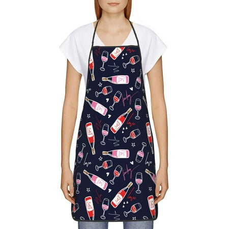 

Goofa Bib Apron Unisex Aprons Adjustable Waterdrop Resistant Cooking Kitchen Apron for Chef Love Wine Pattern Apron Bulk