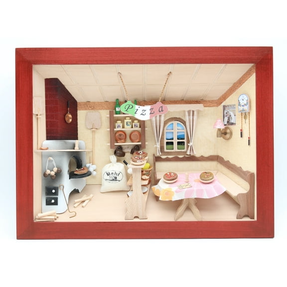 Wooden 3-D picture. Pizzeria