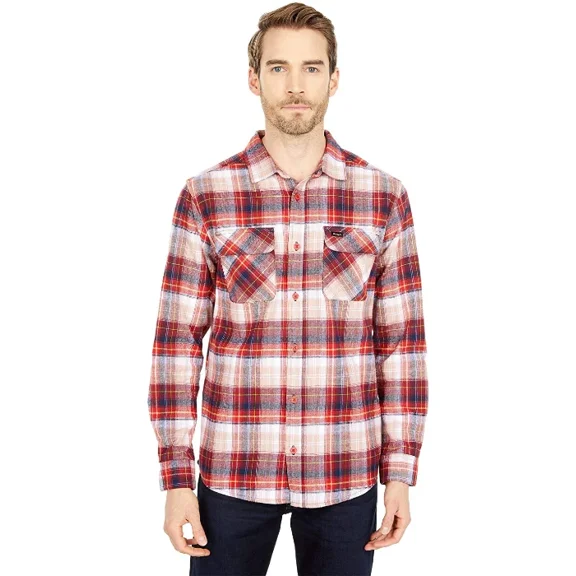 $62.00 RVCA Men Emerson Flannel Long Sleeve Shirt Chili Small