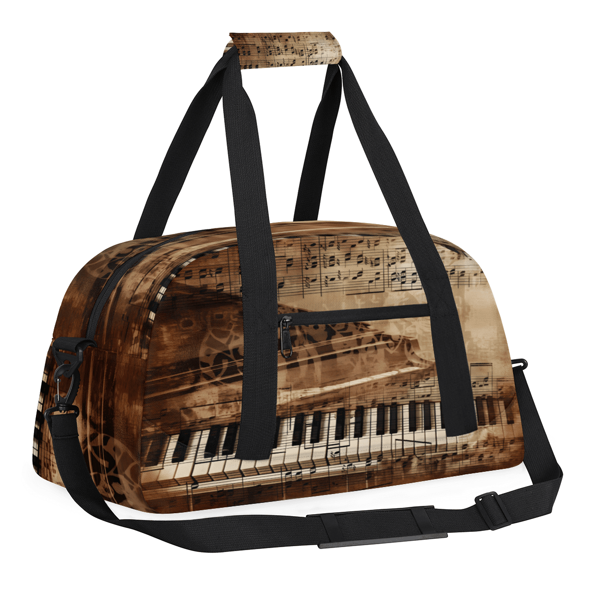 Herdesigns Piano Keys Sports Duffle Bag for Women & Men, Music Note Theme Gym Bag Dance Bag Overnight Bag Carry On Weekender Travel Bag