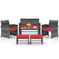 thumbnail image 2 of Costway 6PCS Patio Furniture Set Outdoor Sectional Conversation PE Rattan Sofa Set Red, 2 of 10