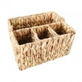 thumbnail image 4 of Woven Basket,Handwoven Rattan 4 Compartments Toiletries Basket,Grass Rattan Serving Organizer Pastoral Style,Table Rattan Woven Storage Basket Restaurant,Handmade Fruit Platter for Kitchen, 4 of 9