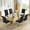 Gold Table+Gold Black Chair, variant on Glass Dining Table Set of 7, 70“ Tempered Glass Top with Twisted X-Shaped Stainless Steel Base, 6 PU Leather Cushioned Chairs, for Kitchen & Office