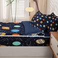 thumbnail image 5 of Manfei Cartoon Planets Zipper Queen Comforter Set with Fitted Sheet and 2 Pillowcases,Sprinkle Print Zipper Bedding Set,Dark Blue,Navy Blue Reversible,4pcs, 5 of 8
