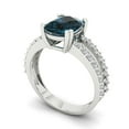 thumbnail image 2 of 3.96ct Cushion Cut Blue Natural London Blue Topaz 18k White Gold Engraving Statement Bridal Wedding Designer Ring Size 8.5, 2 of 5