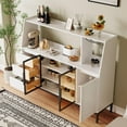 thumbnail image 3 of GZXS Multi-Functional Buffet Cabinet with 3 Drawers, Storage Hutch Shelf, Modern White Sideboard w/ Glass Doors, Goblet Holder, and Adjustable Shelf, for Dining Room, Living Room, 3 of 7