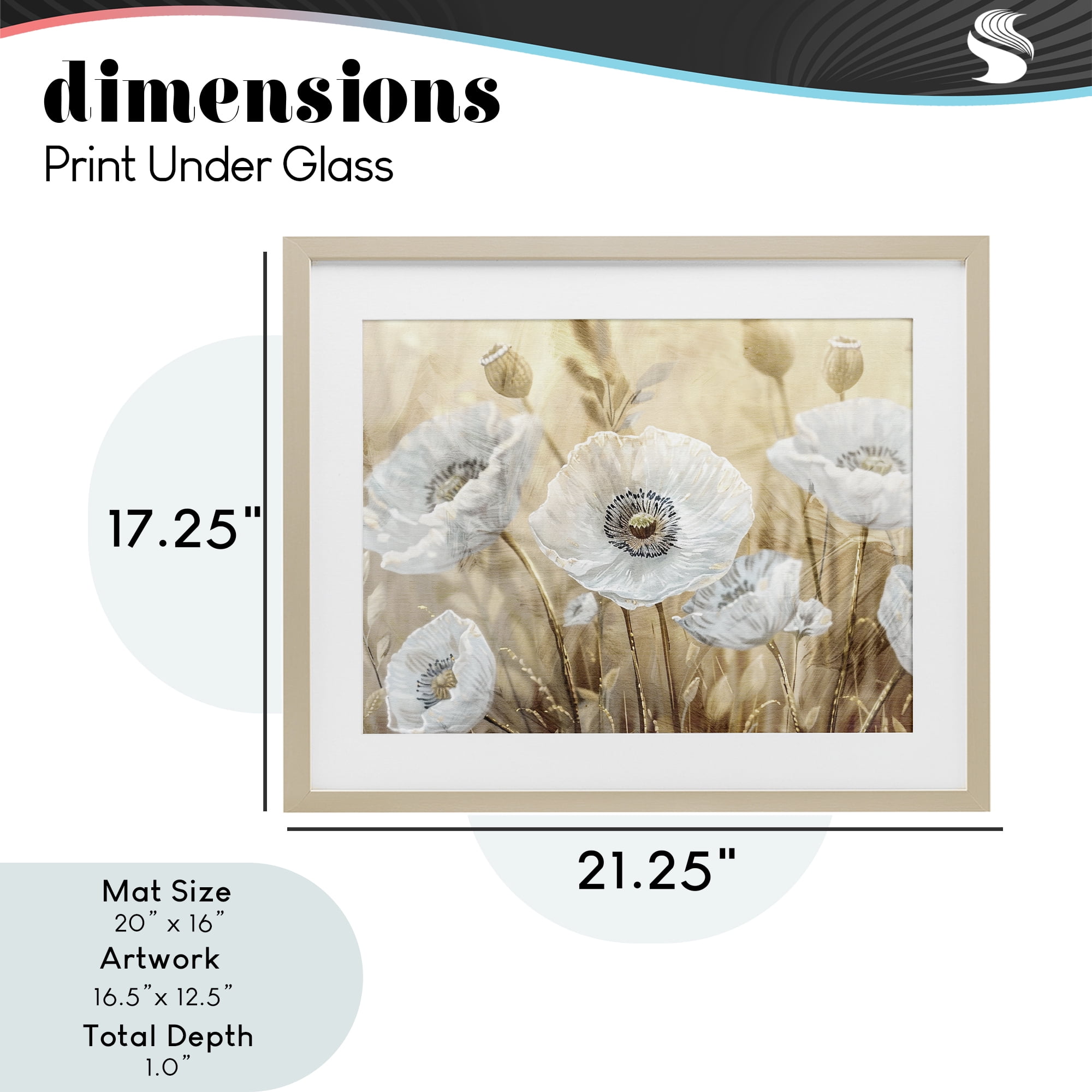 Stupell Industries White Poppies Beige Field Birch Framed Print Under Glass, design by Kim Allen
