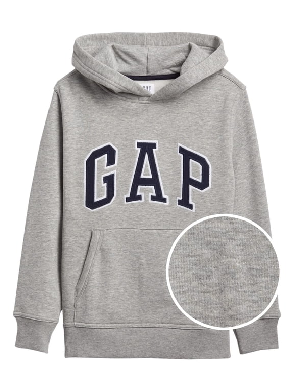 boys Logo Hoodie Sweatshirt, Light Heather Grey B10, Medium US