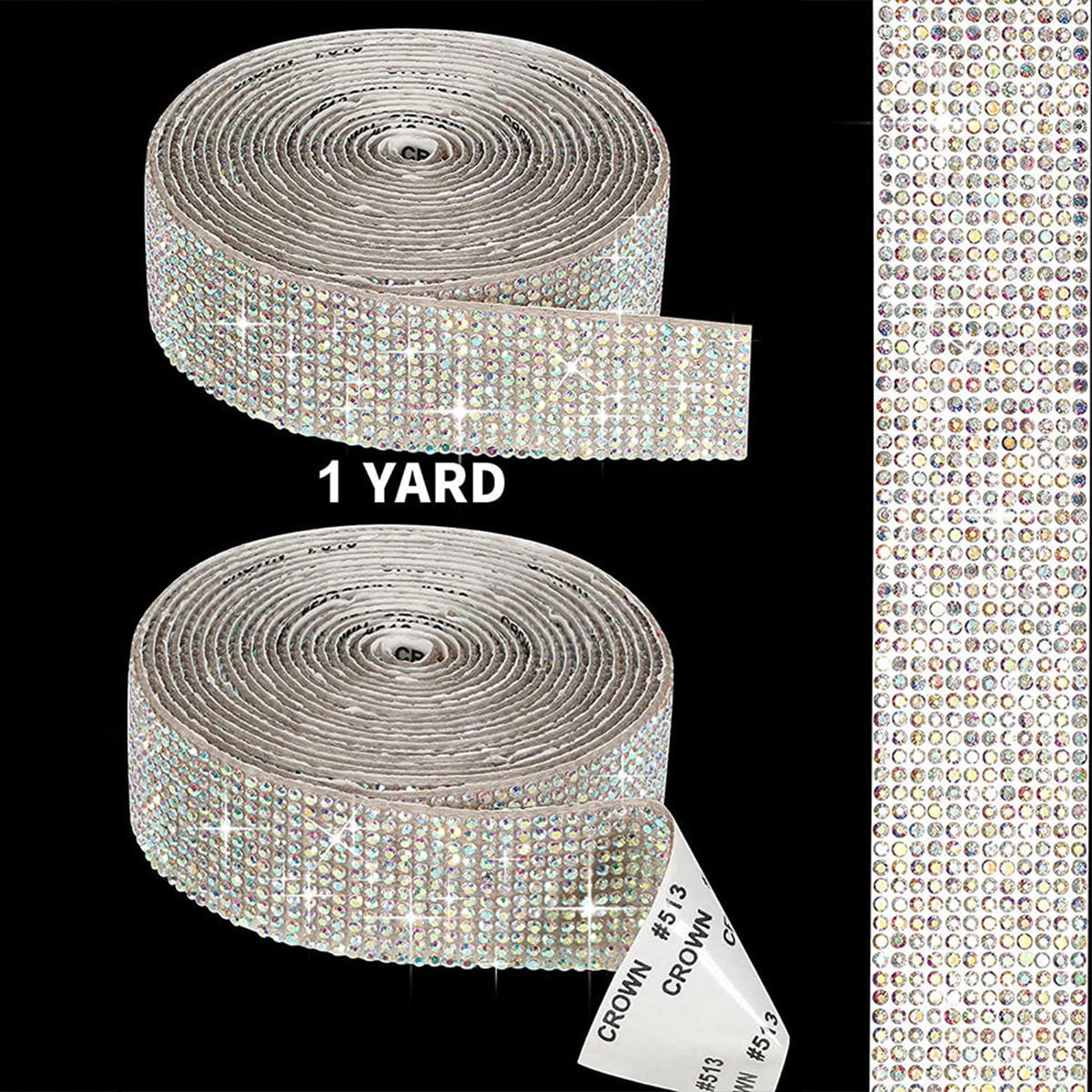 1 Yard 1.0-3.0mm Rhinestones Tape Banding Hotfix Strass Crystal Decoration Rhinestone  Ribbon for DIY Woman Clothing Shoes Hats 