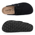 thumbnail image 3 of Comwarm Genuine Suede Clogs for Women, Memory Foam Cork Footbed Potato Slip on Leather Shoes, Black, 3 of 7