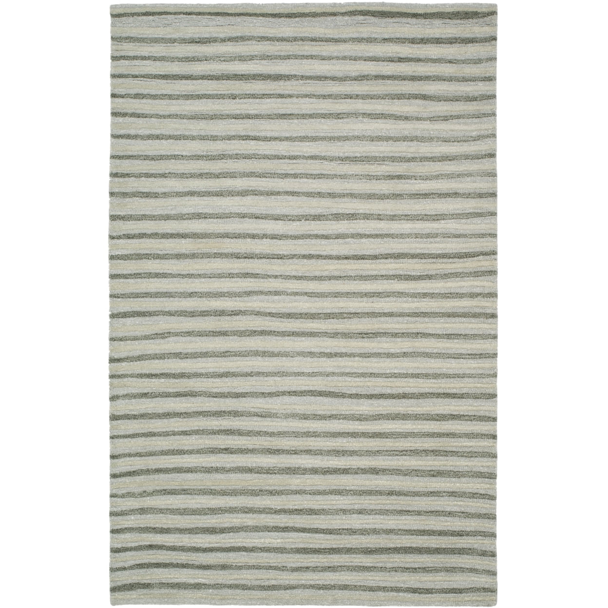 SAFAVIEH Martha Stewart Hand Drawn Stripe Area Rug, Nimbus Cloud Grey, 5' x 8'
