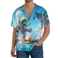 thumbnail image 1 of Fotbe Astronaut Tropical Dolphin Camisa Estampada de Manga Corta para Hombre, Casual de Verano, Estilo Playero, Sin Arrugas-X-Large, 1 of 5