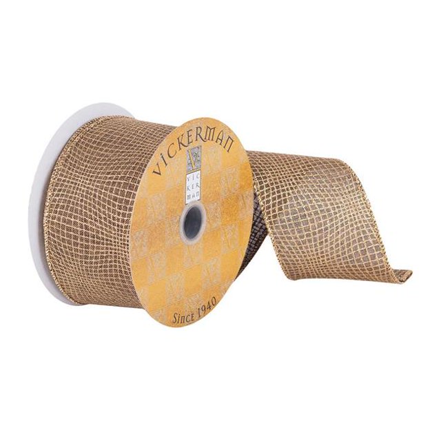 Vickerman Q180275 2.5 in. x 10 Yards Copper Geometric Curve Ribbon