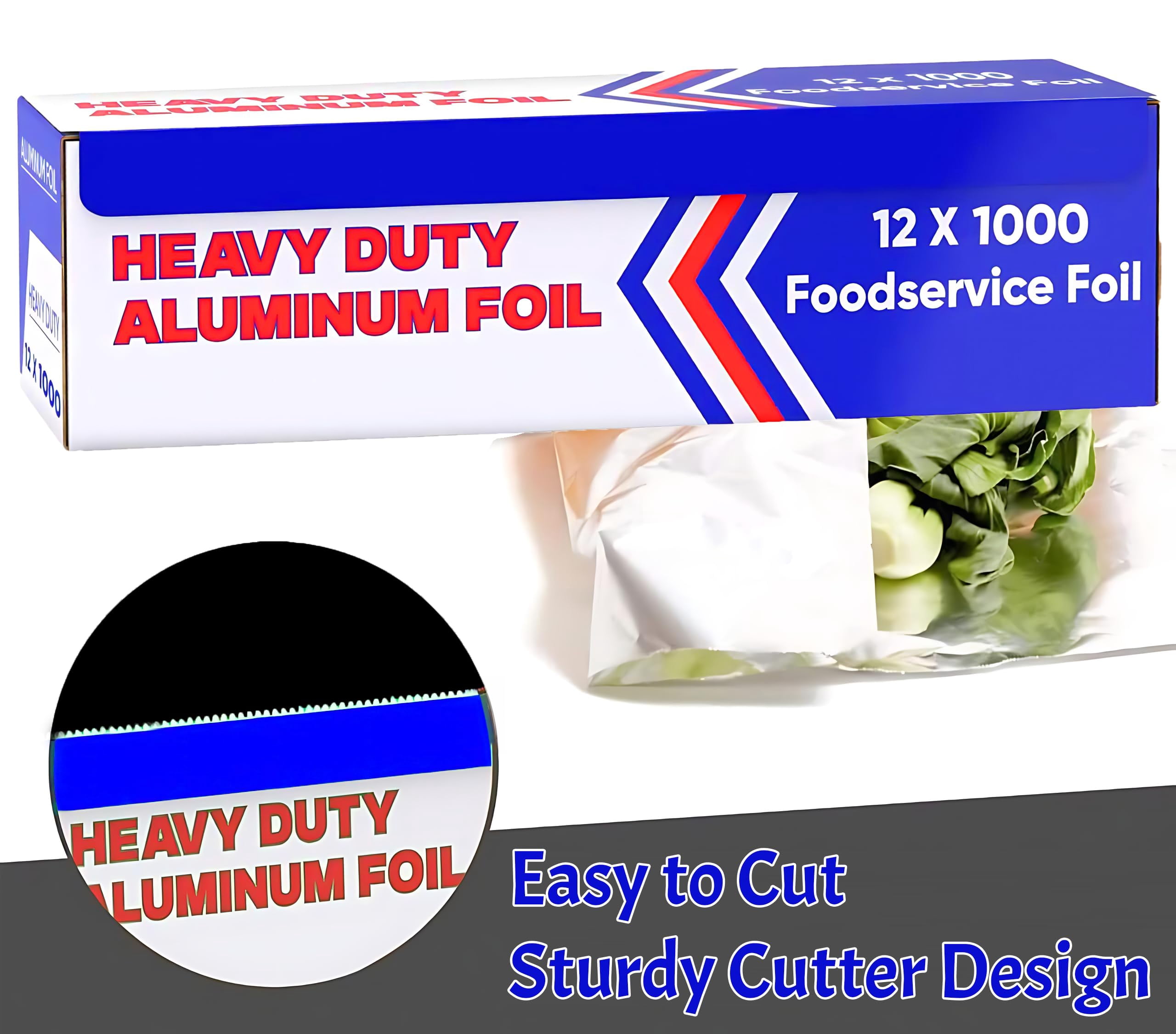 Heavy Duty Aluminum Foil Wrap, Commercial  1000ft Foil Wrap for Food Service Industry, Strong Silver foil, 12 inches by 1000 Feet (2-Boxes)
