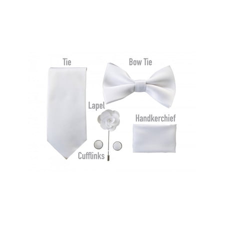 Berlioni Gift Box Set Present Tie Bow-Tie Lapel Pin Handkerchief and Cufflinks
