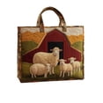 thumbnail image 6 of Farm Sheep Barn Quilted Tote Bag, Vintage Country Landscape Printed Fabric Handbag, Large Capacity Casual Shoulder Bag for Shopping School Travel Daily Use, 6 of 7