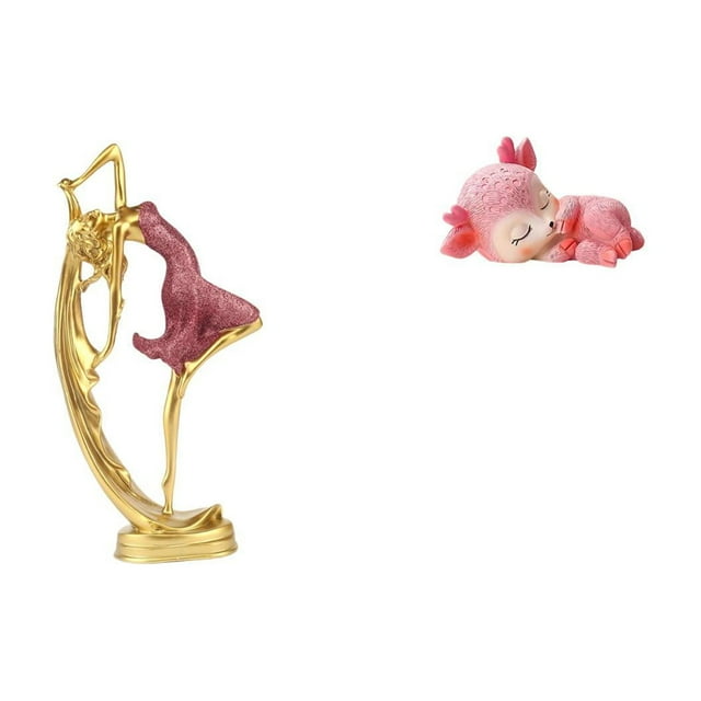 Estatua de ciervo durmiendo de bailarina de ballet, figura de resina, escultura artística, decoración de mesa para oficina, dormitorio, cocina, comedo