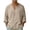 Khaki #030, variant on Mens Linen Shirt Breathable Long Sleeve T Shirts Pullover V Neck Loose Summer Casual Top Lightweight Quick Dry Tees, S