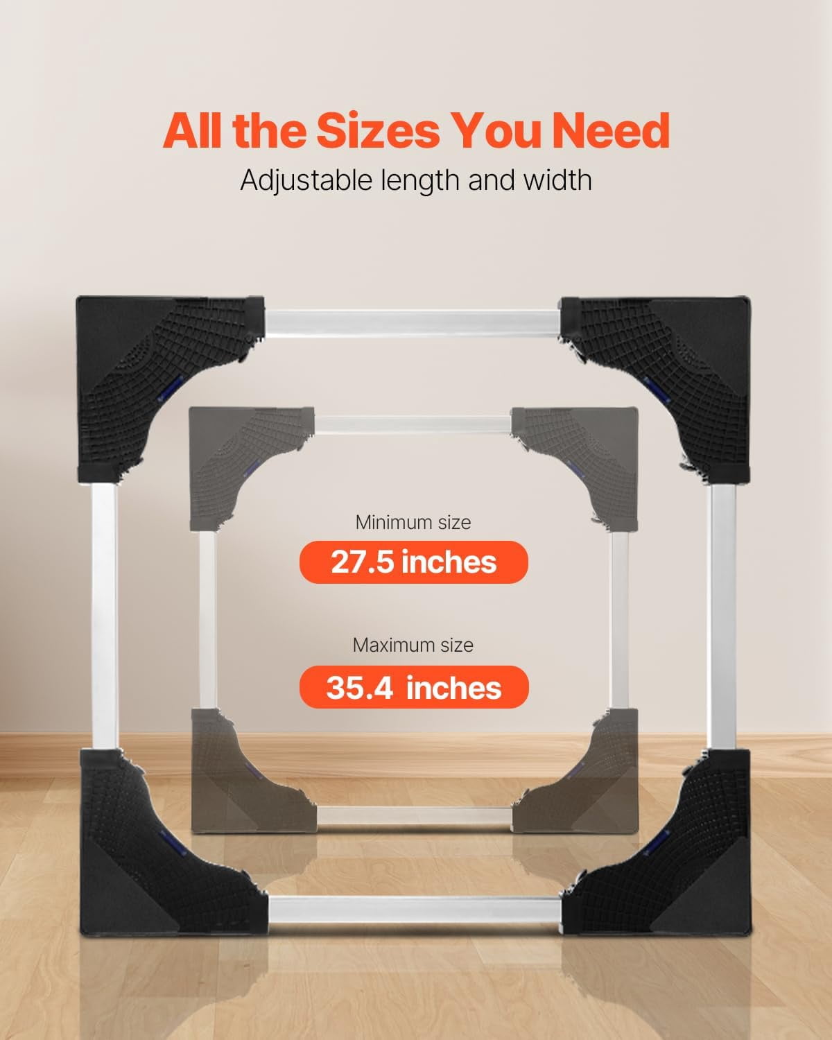 Maircle Mini Fridge Stand, 27.5" to 35.4" Universal Mobile Base with 4 Strong Feet, 4 Locking Swivel Wheels, Adjustable Furniture Mover Mobile Base for Washing Machine, Refrigerator, Washer and Dryer