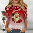 thumbnail image 5 of Santa Claus Shirts Women Short Sleeve Tshirt Round Neck Pullover Christmas Tree Sweatshirt Lightweight Sweatshirts Holiday Casual Garments Goblet Tees Shining Stars Tops, 5 of 6