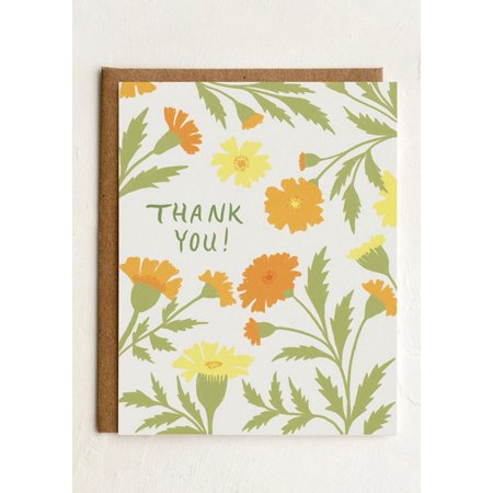 Thank You Card with Floral Design – Vibrant Illustrated Greeting Card – Blank Inside – Perfect for Any Occasion – Envelope Included