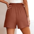thumbnail image 5 of Linen Shorts for Women Summer Casual Elastic High Waist Wide Straight Leg Loose Fit Lightweight Beach Shorts with Pockets, 5 of 7