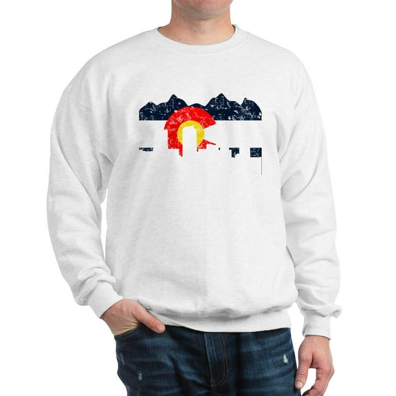 CafePress - Denver, Colorado Flag Distressed Sweatshirt - Crew Neck Sweatshirt