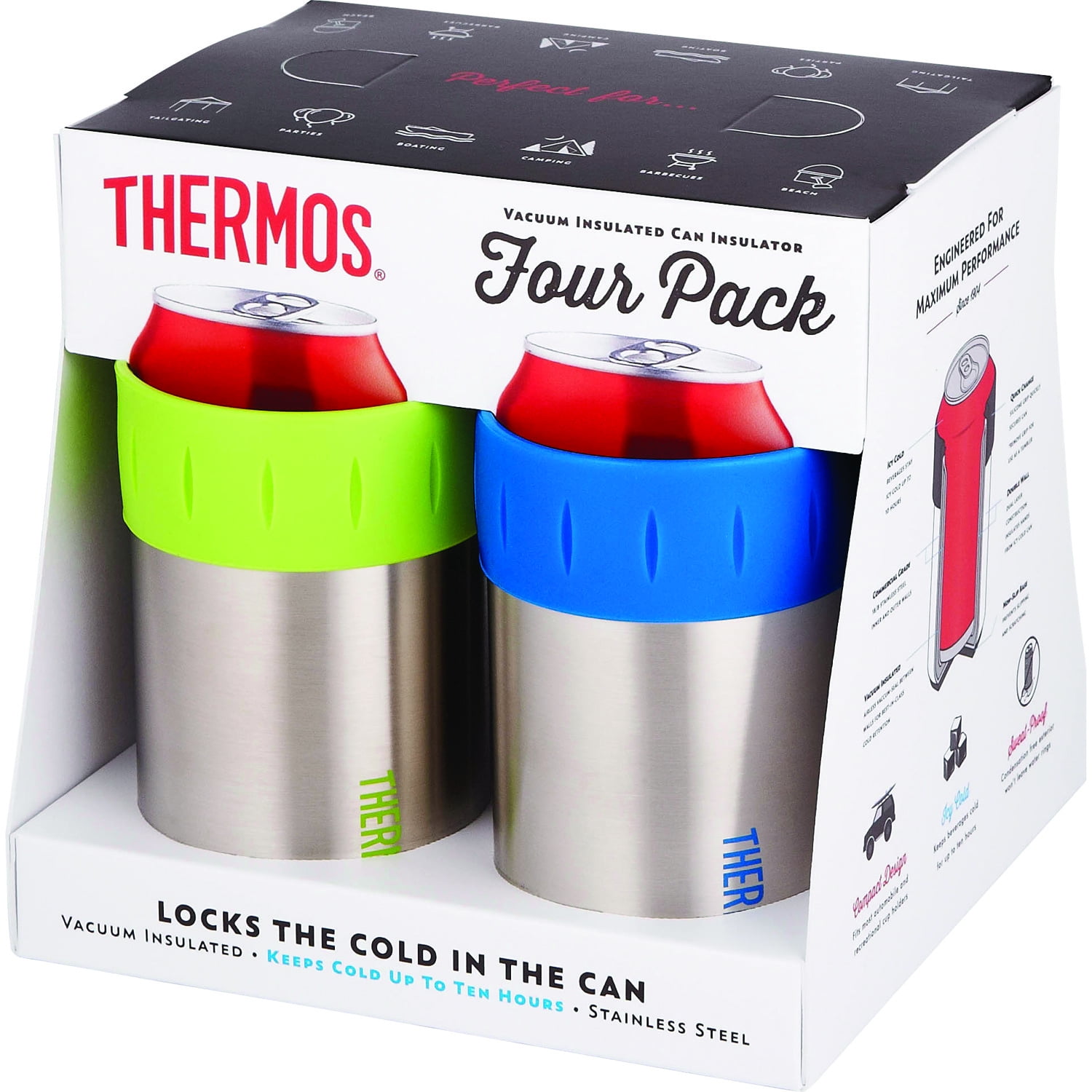 Thermos 2700ARP4 12-Ounce Stainless Steel Beverage Can Insulators, 4 pk