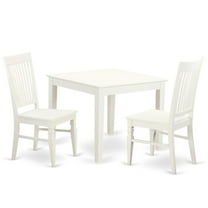 East West Furniture Oxford 3-piece Dining Set with Wood Seat in Linen White