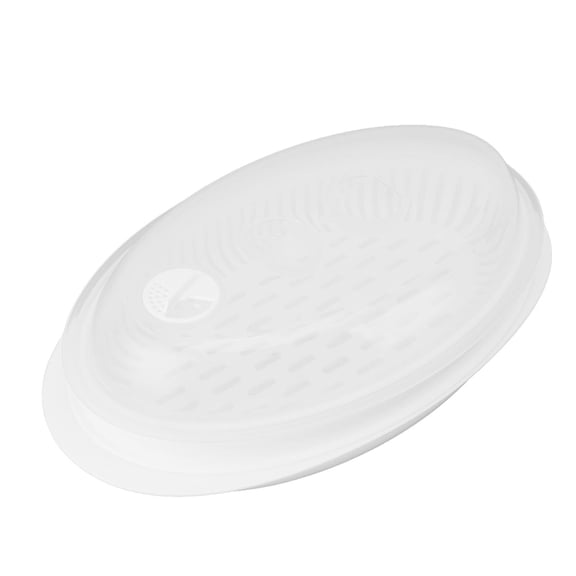 YAHHU 7.9"×13" Oval Microwave Steamer Plate – PP Food‑Safe, Heat‑Resistant, Vent‑Holey, Multi‑Use for Fish, Dumplings & Veggies